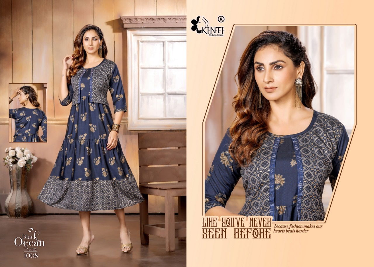 Black Ocean Vol 10 By Kinti Long Designer Kurtis Catalog